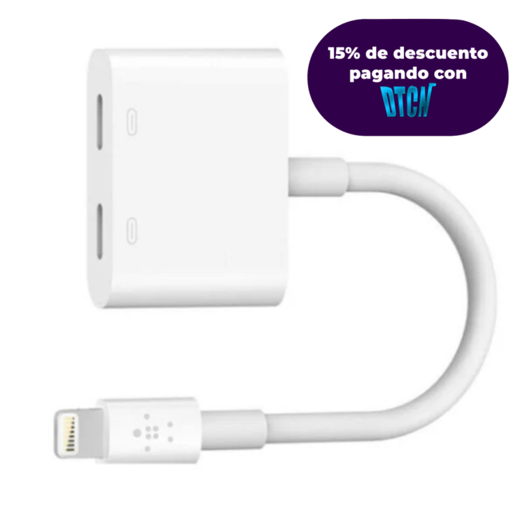 Adaptador Belkin De Audio Lightning + Carga Lightning Rockstar - Blanco