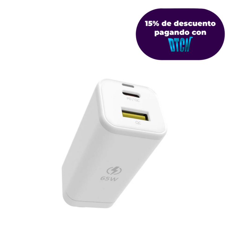Cargador Pared Adam Elements OMNIA 65W USB-C - Blanco