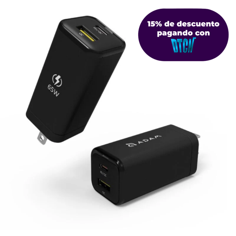 Cargador Pared Adam Elements OMNIA 65W USB-C - Negro