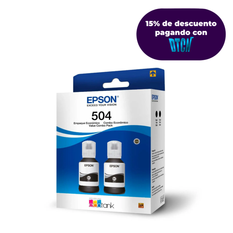 Botellas de Tinta Epson Ecofit Color Negro T504 2 Unidades
