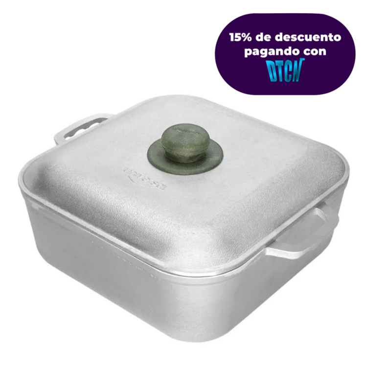 Caldero Cuadrado UNIVERSAL 26 centímetros, Diagonal 32 cm  Tapa Fundida