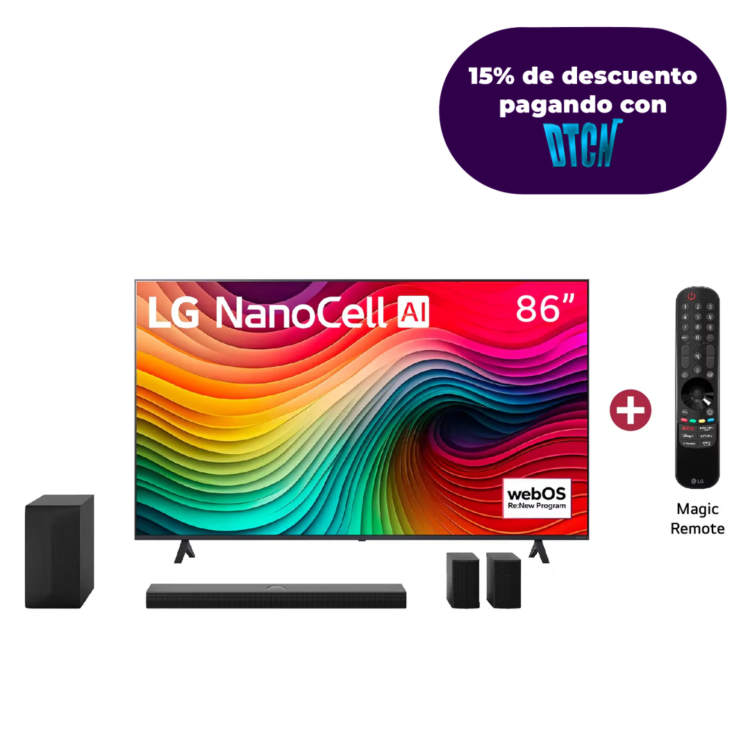 Combo TV 86NANO80TSA + Barra de sonido S60TR - Sonido envolvente
