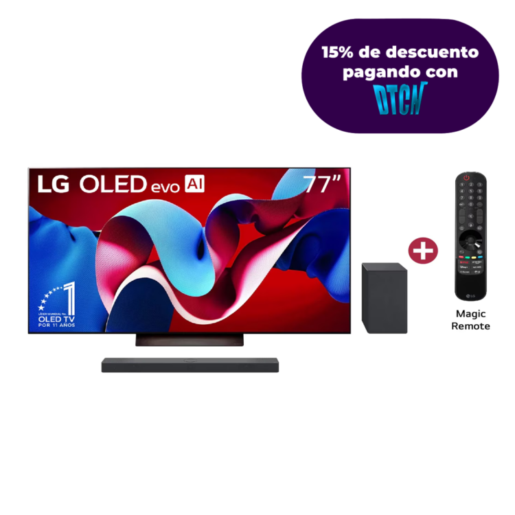 Combo TV OLED77C4PSA 120Hz WebOS 24 + Barra de sonido SC9S-Dolby Atmos