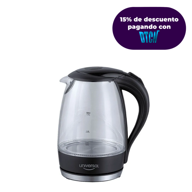 Tetera eléctrica de vidrio 1.7L 1000W