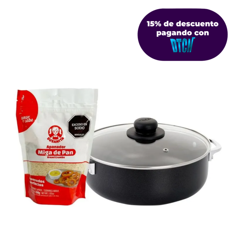 COMBO CALDERO ANTIADHERENTE 24CM + APANADOR MIGA DE PAN