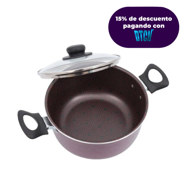 Olla Ultra Colors en Aluminio Antiadherente con Tapa de Vidrio marca Universal