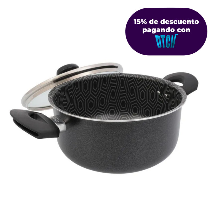 Olla Ultra en Aluminio Antiadherente con Tapa de Vidrio